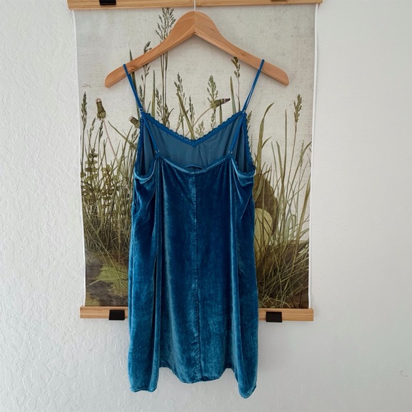 Reformation Teal Velvet Silk Chemise - Picture 5 of 5